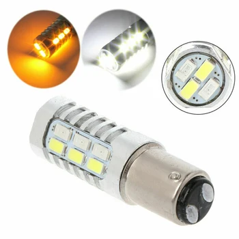 

2Pcs White + Yellow Light 1157 22SMD Switchback LED bulbs Dual Color Switchback Turn Signal Light Bulbs