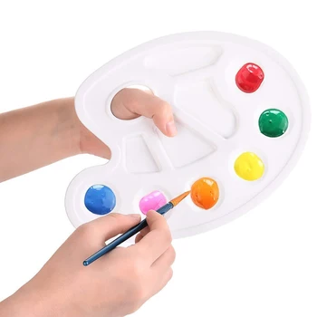 

Paint Plastic Drawing Tray Color Palette Oil Watercolour Colored 10 Wells Design Thumb Hole Painting Palette