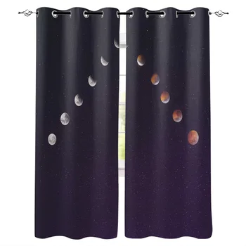 

Moon Gradient Sky Eclipse Window Curtains Living Room Curtain Home Decor