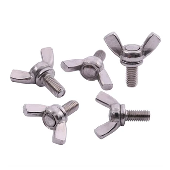 

M5 Thread 304 Stainless Steel Thumb Wing Hand Bolt Screws 5pcs