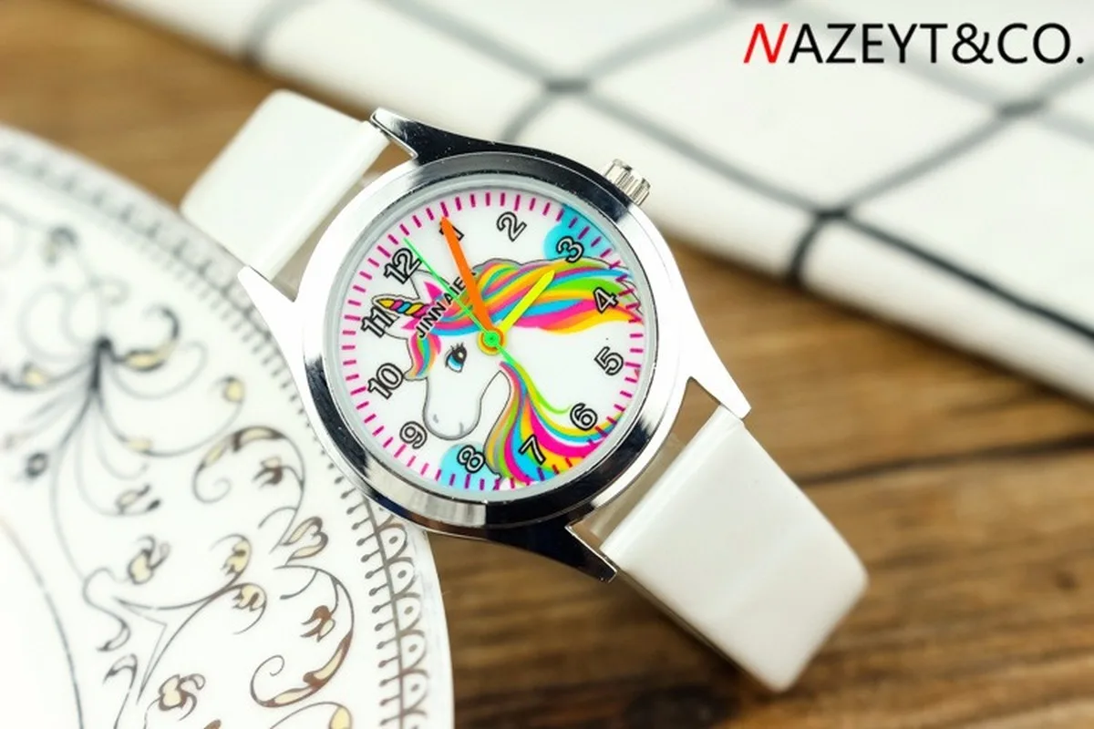 

Cute children cartoon unicorn fashion simple animation color needle quartz watch