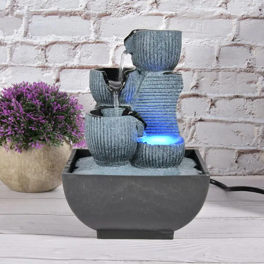 UniqueShapeDesktopFountainHomeTabletopDecorationResinLandscapeOrnamentwithLightHomeDecoration