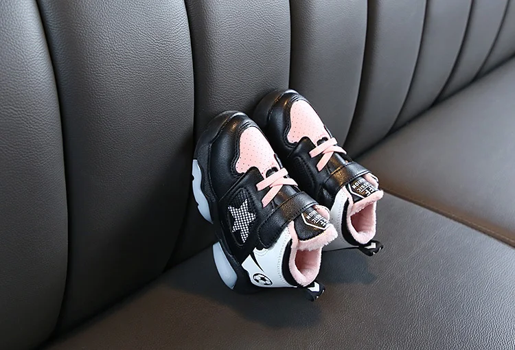 JUSTSL Boys Girls Sports Cotton Shoes New autumn winter Childrem Warm Snow Toddler Shoes Kids Casual Boots