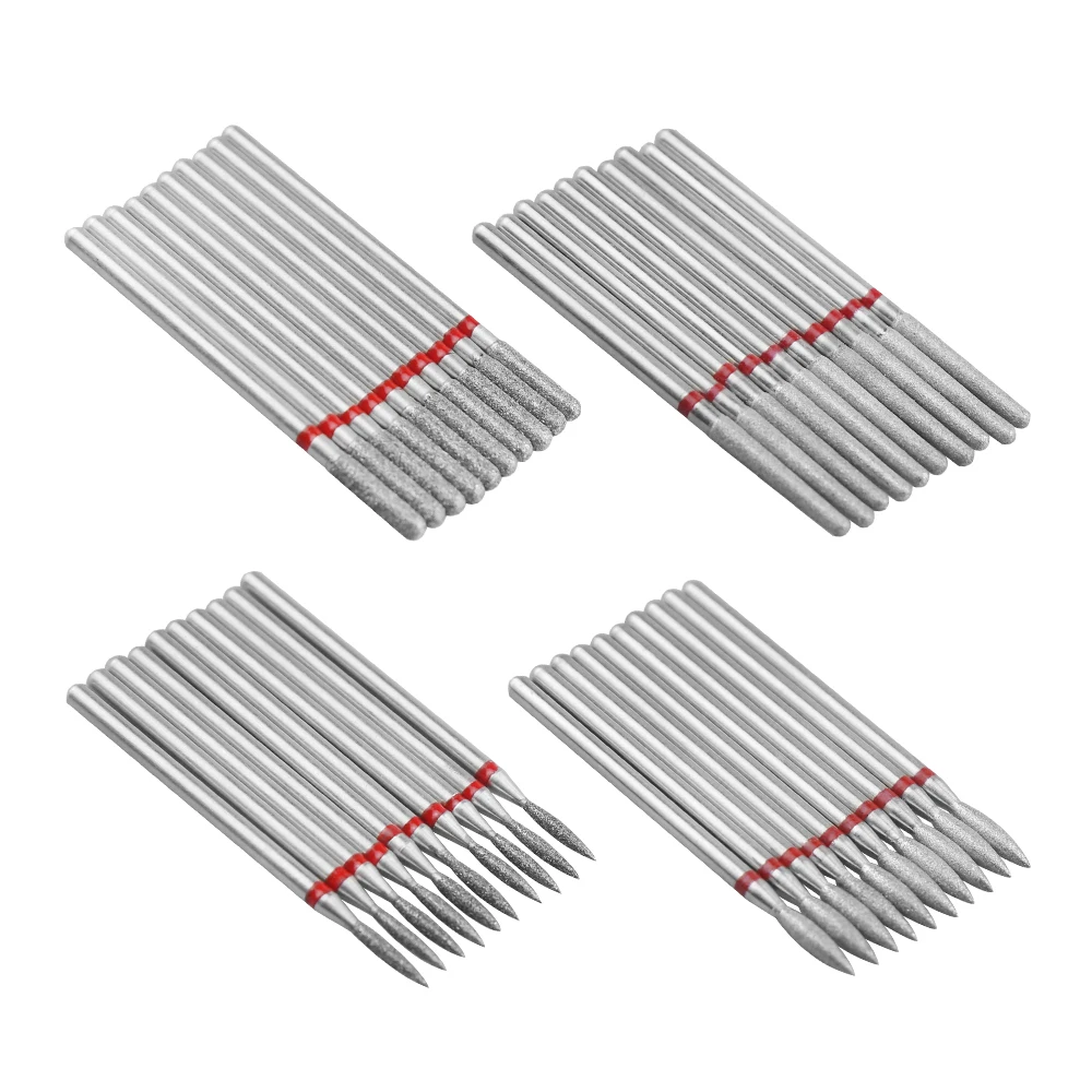 Juego de brocas de diamante para manicura, juego de brocas de diamante para taladro eléctrico, 10 Uds.
