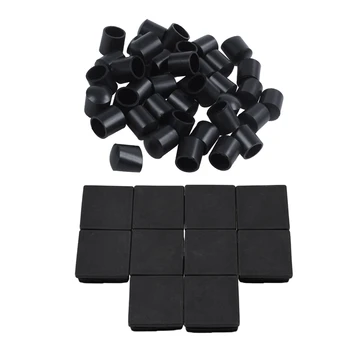 

50 Pcs Accessories:10 Pcs Square Blanking End Cap Tubing Tube Inserts 38mm x 38mm & 40 Pcs Rubber Caps Tube Ends 10mm