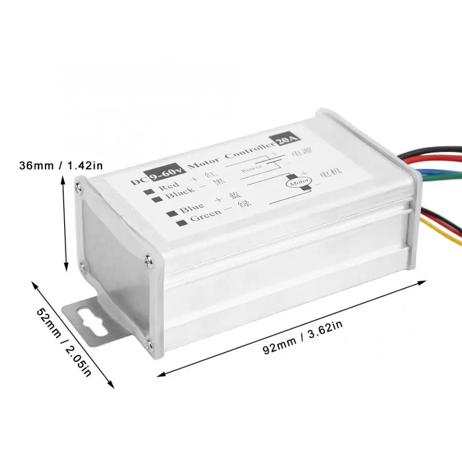 DC9~ 60V 20A PWM контроллер двигателя постоянного тока бесступенчатый регулятор скорости двигателя Модуль вращения вперед и назад