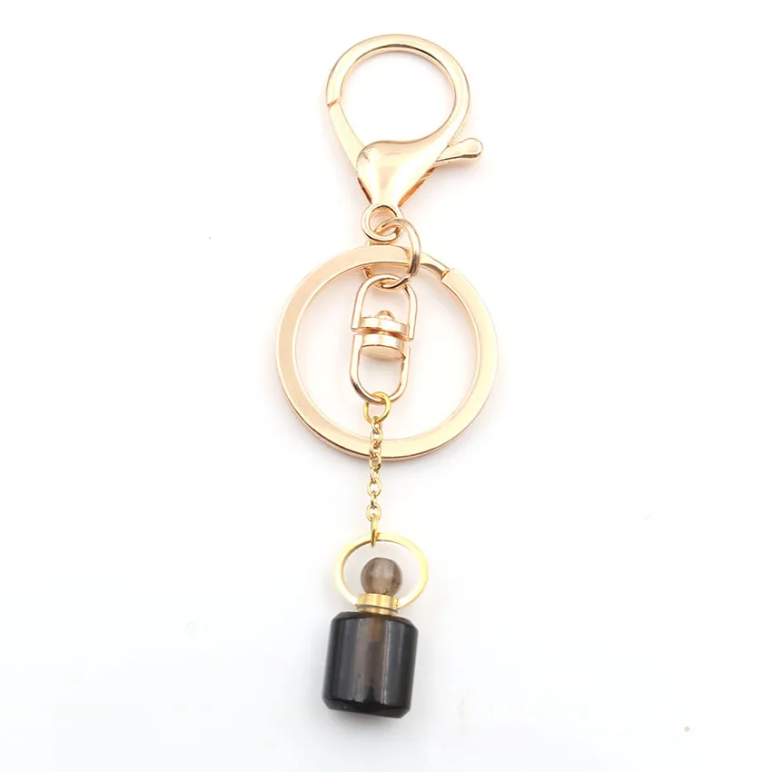 Smoky Quartz XSM ароматизатор-брелоки в виде бутылок золотистого цвета пряжка сумка подвесной Декор автомобильный брелок держатель Хрустальная бутылка ювелирные изделия диффузор эфирного масла - Цвет: Smoky Quartz