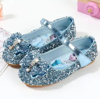 

Brand Fashion Sequins Kids Girls Princess Shoes Cute Elsa Shoes Comfortable Non-Slippery Children Leather Flat Party Shoes