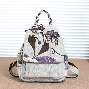 

Hot Vintage string appliques women traveller backpack!New embossing lady zipper&hasp backrack Versatile Original canvas backruck