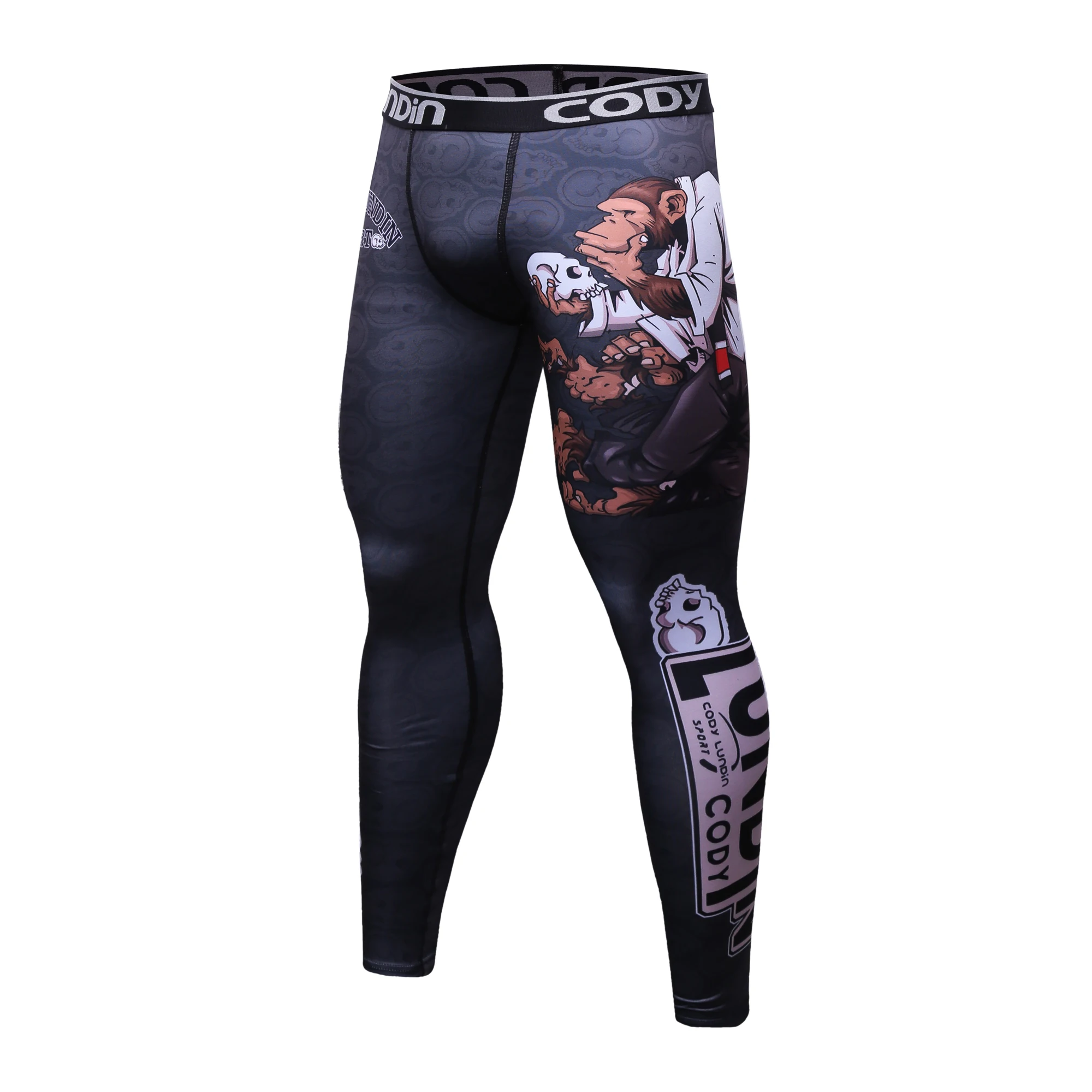 Mens sports pants Fitness Men Leggings Fashion Print Mid Waist Elastic Push Up Ankle Length Polyester Compression Jogging Pants