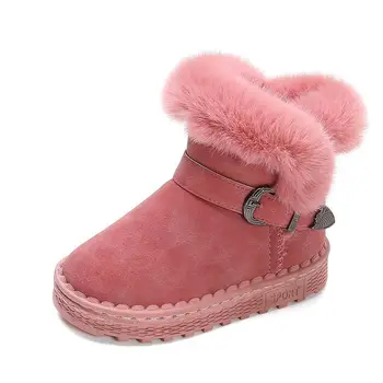 

COZULLAA Children Fashion Suede Snow Boots Kids Girls Winter Plush Lining Ankle Boots Cotton Shoes Size 26-36