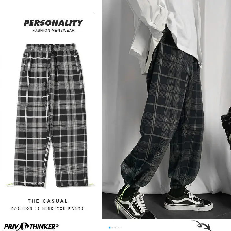 Privathinker Men's Plaid Casual Harem Pants Korean Man 2020 Loose Ankle-Length Trousers Harajuku Streetwear New Male Clothing Privathinker Men's Plaid Casual Harem Pants Korean Man 2020 Loose Ankle-Length Trousers Harajuku Streetwear New Male Clothing
