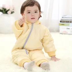 Barboteuse matelassée à manches longues pour enfants, manteau en coton résistant aux intempéries et au froid, tenue une pièce pour nourrissons 
