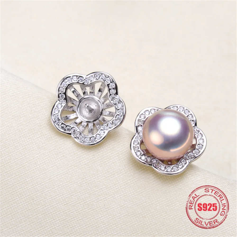 

Classic Pearl Earrings Mounting S925 Sterling Silver Earrings Hooks Dangle Fittings Handmade Craft Accessory