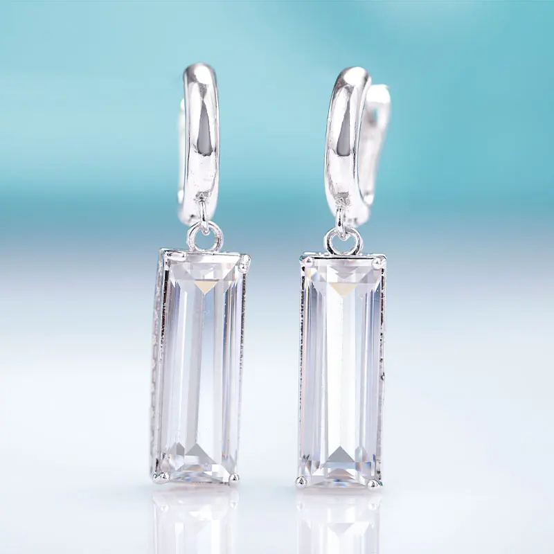 silver white MAIKALE, новинка, модные квадратные серьги-капли градиентного цвета для женщин, розовое золото, хорошее ювелирное изделие, турмалин, циркон, стеклянные серьги-подвески - Окраска металла: silver white