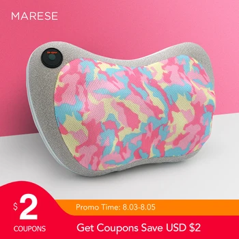 

MARESE Electric Massage Pillow Cervical Shiatsu Massage Shoulder Neck Back Body Kneading Heating Massager Car Home Use camo