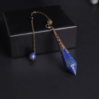 

1PC High Quality Natural Stone Lapis Lazuli Facet Reiki Pendulum for Dowsing Pendants Healing Pendule Chakra Crystal Jewelry