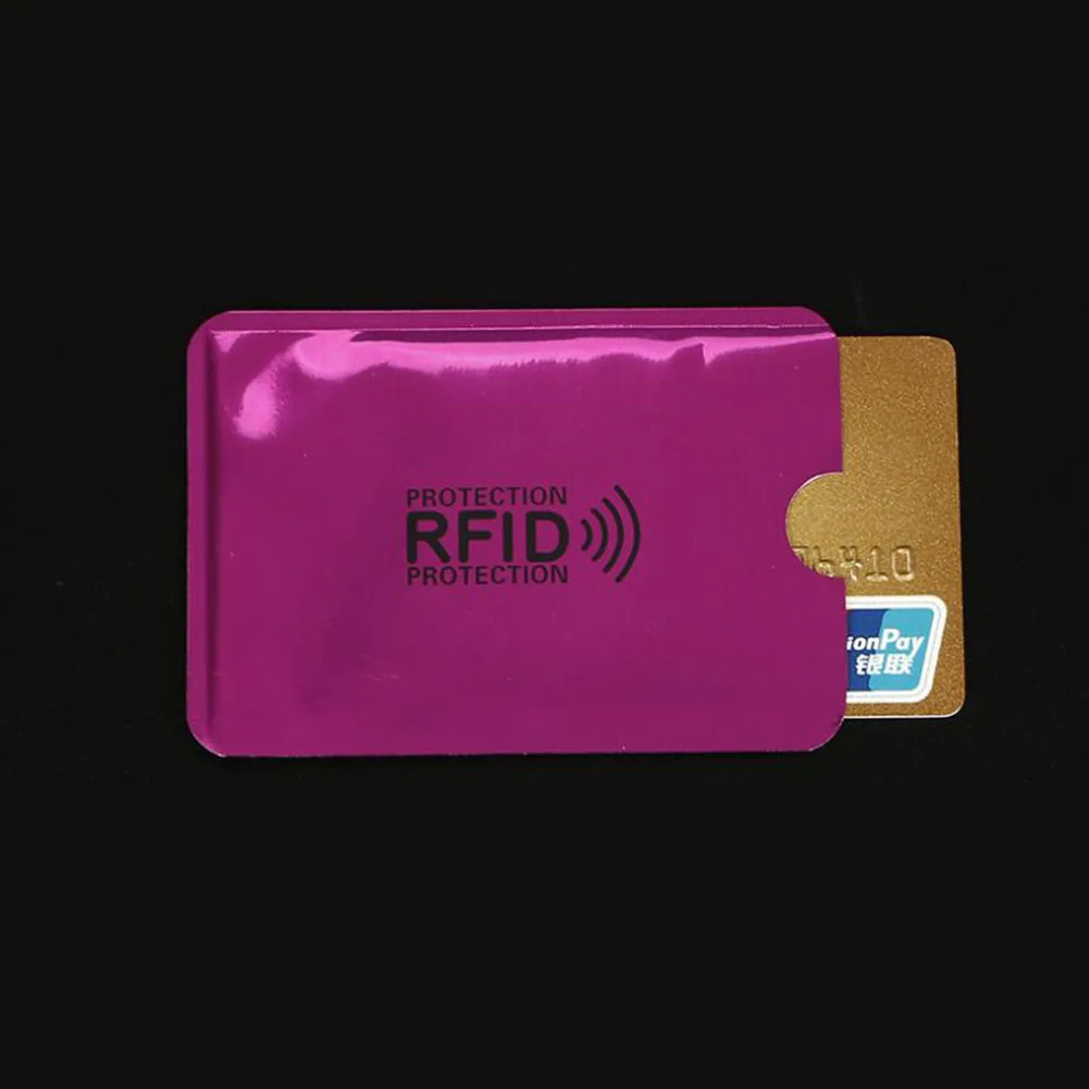 Антиrfid кошелек блокирующий считыватель Блокировка банк держатель карты Id Чехол для банковских карт защита металлический кредитный NFC Держатель алюминий 6,3*9,1 см - Цвет: Фиолетовый