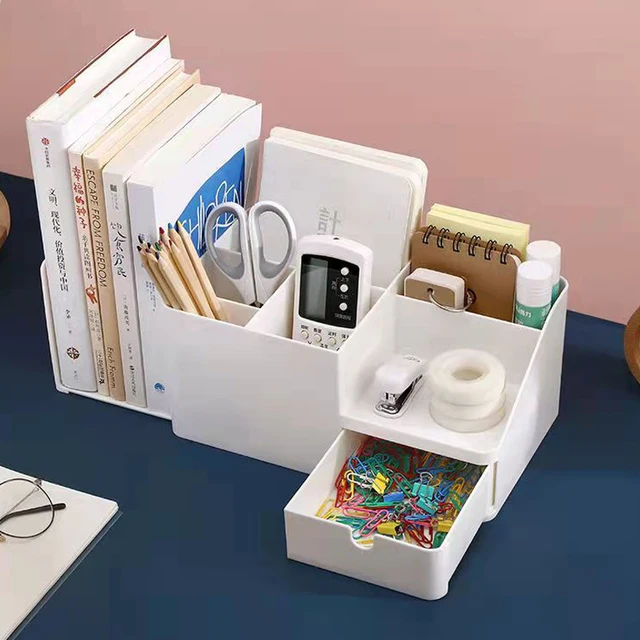Abs Asztali Tároló Doboz Íróasztal Szervező Smink Toll Kozmetikumok Élelmiszerek Irodai Ellátás Könyvek. - Image 5