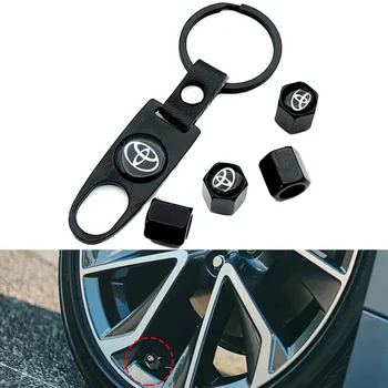 

Fashion Car Badge Emblem Wheel Tire Valve Caps with Keychain For Toyotas Corolla Yaris Rav4 Avensis Auris Camry C-hr 86 Prius