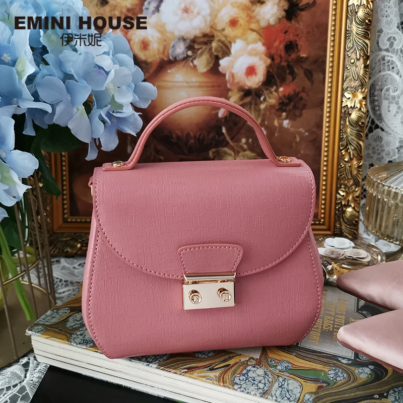 Koop EMINI HUIS Olie Wax Split Lederen Schoudertas Hangslot Crossbody Tassen Voor Vrouwen Luxe Handtassen Vrouwen Tassen Designer