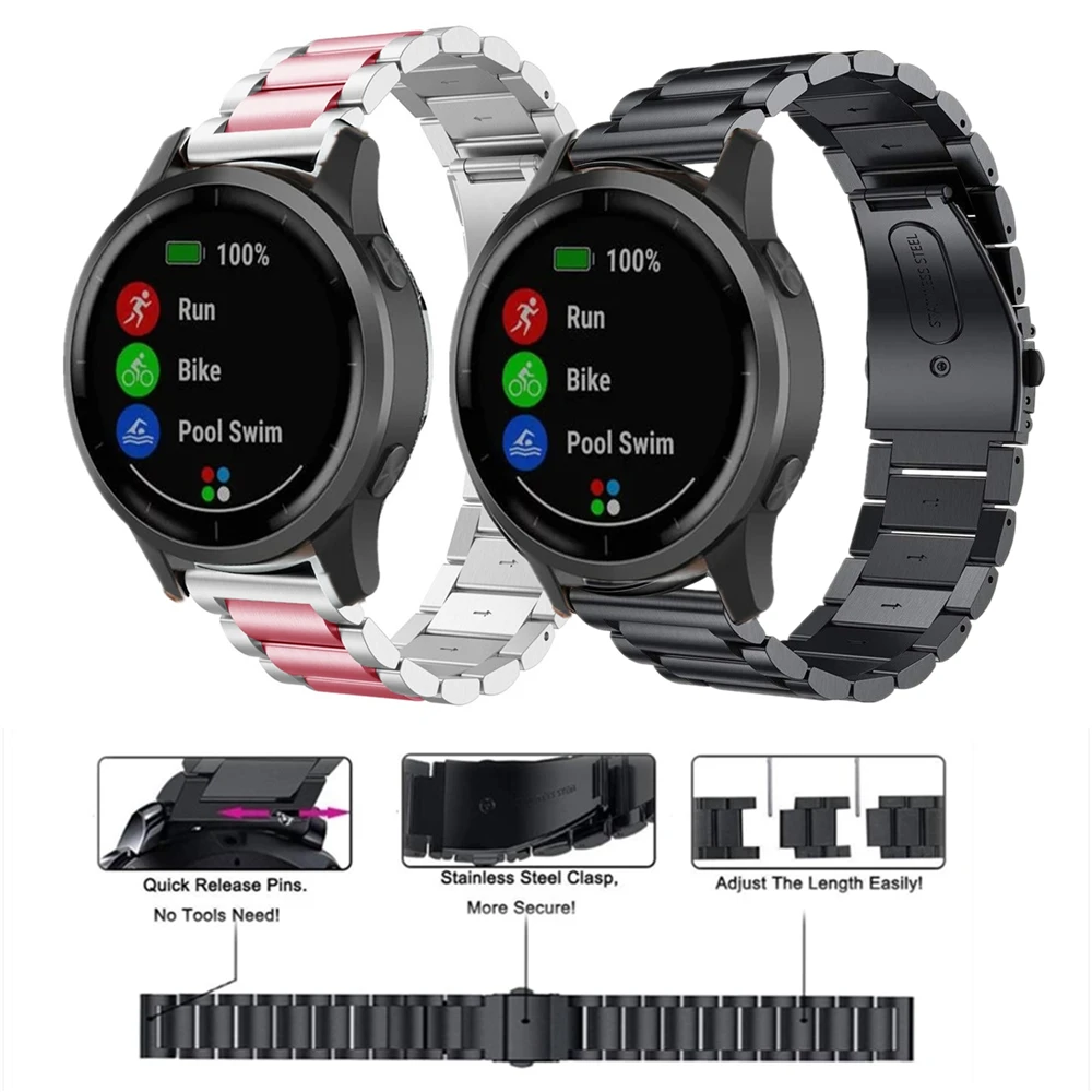

Stainless Steel Strap For Garmin Vivoactive 4 Approach S40 Metal Bracelet For OnePlus Watch 46mm Smart Watch Band Accessories
