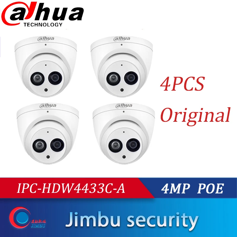 

Dahua 4MP POE H.265 Security camera multi-language IPC-HDW4433C-A 4PCS Network Mini IP CCTV Camera Built-in Mic 2.8mm lens