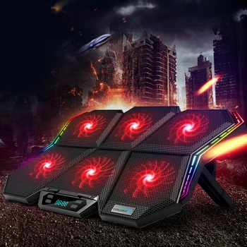 

6 Fans Cold Cooling Gaming Laptop Rack Cooler Light 12-17 inch Led Screen Laptop Cooling Pad Notebook Stand with 2 USB Ports ^