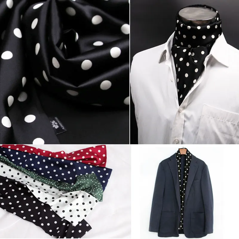 head scarves for men New Silk Scarf Men Women Long Scarf Dot Printed Fashion Business Neckerchief Man Brand Design Bandana Scarves men wearing scarves