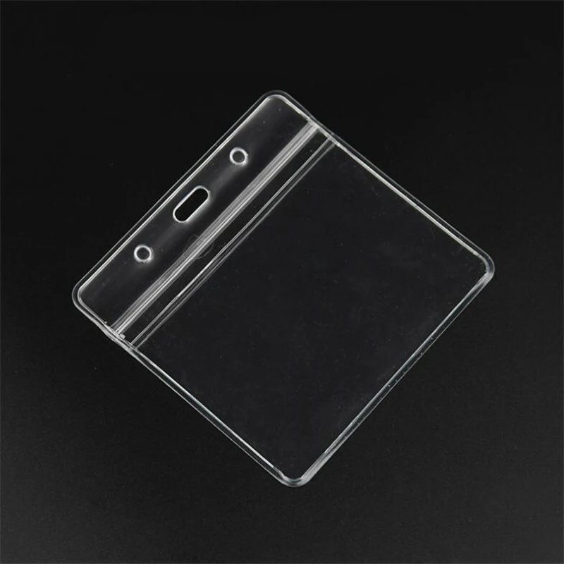 10Pcs Horizontal Transparent Vinyl Plastic Clear ID Card Badge Holder with Zipper Office Supplies Accessories