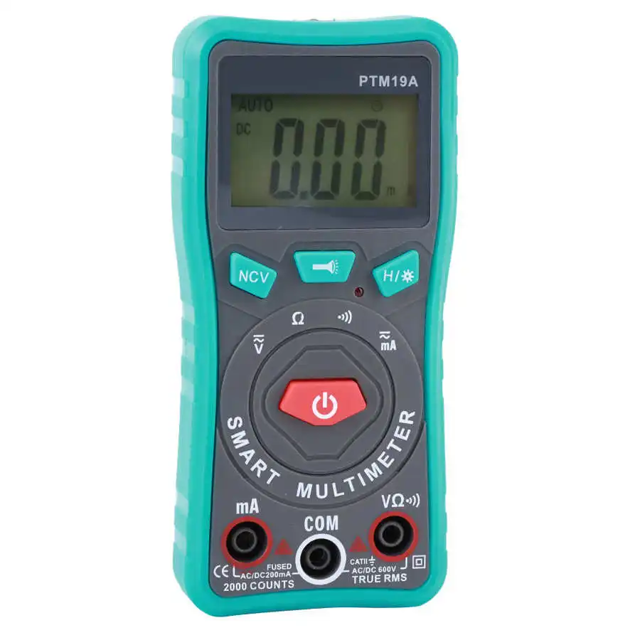 LCD Display Digital Smart Multimeter DC AC Voltage Current Resistance NCV Tester Meter PTM19A