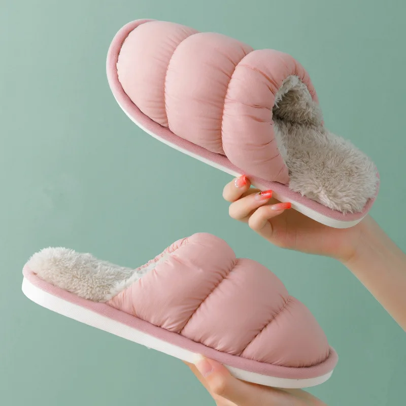 

Men's and Women's Autumn and Winter Down Cloth Home Cotton Slippers, Indoor Non-slip Flooring, Couples Home Warm Slippers
