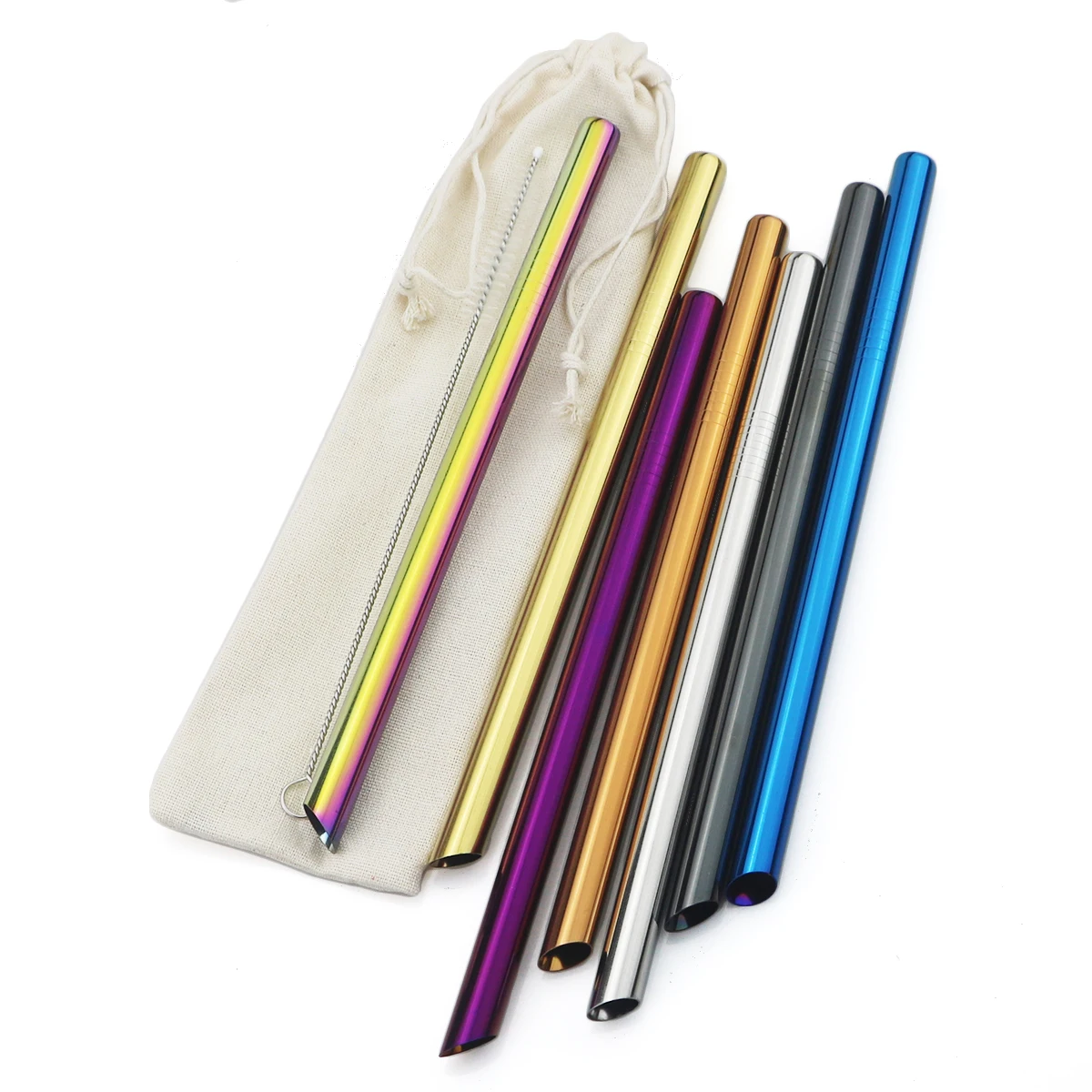 18/10 Stainless Steel Straw Set Reusable Drinking Straw With Cleaner Brush Bar Party Accessory metal straw set drinking straws cocktail accessories