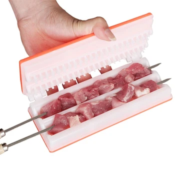 

Portable Meat Grill Skewer Box BBQ Tool Meat Grill Skewer Barbecue Grill Needle Box String Shish Beef Mutton Kebab Skewers Maker