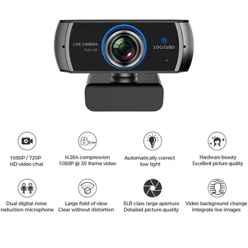 

CMOS HD Webcam 1080P Computer Camera with Dual Microphone for Video Calling, Recording, Conferencing, Skype, OBS, PC Laptop