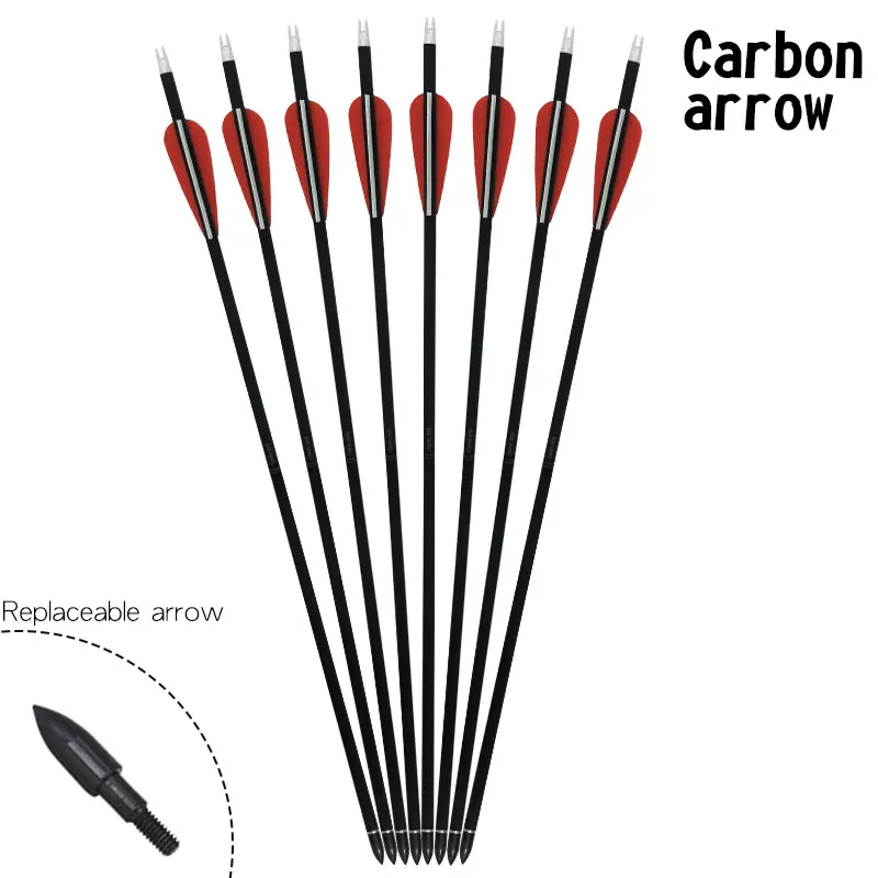 

6/12/24pcs Carbon Arrows 32inches Spine 500/600 for Compound Bow Recurve Bow Archery Target Hunting Shooting Accessories Longbow