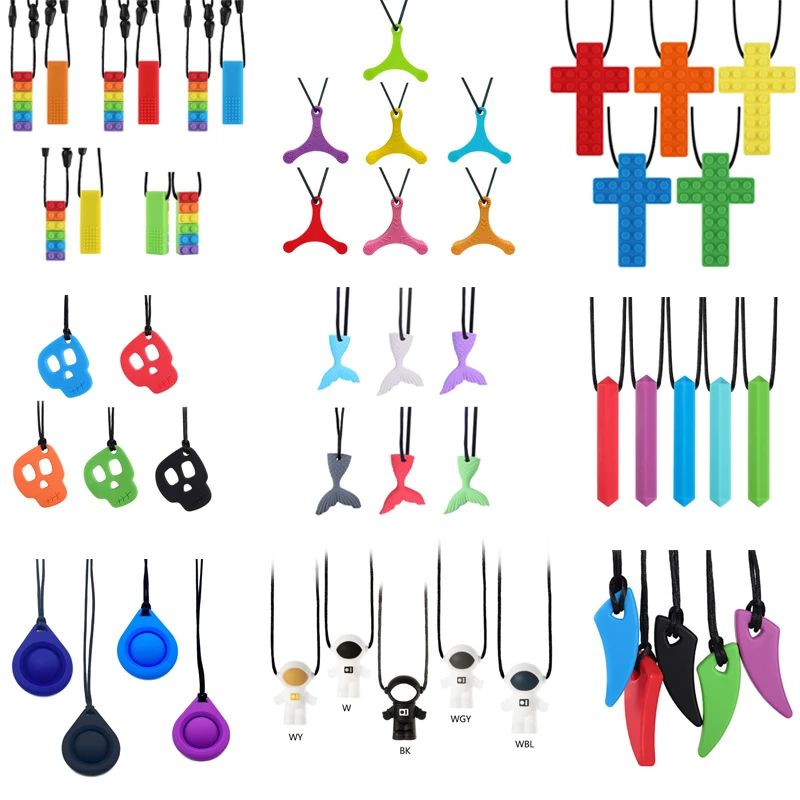 Teething Toys Baby Teething Toys Silicone Teething Toys Silicone Teething Beads Sensory Chew Necklaces Silicone Teether 1Pc Sensory Chew Necklace Brick Chewy Kids Silicone Biting Pencil Topper Teether Toy for children with autism