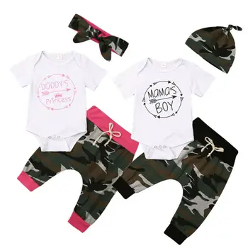 

0-18M Baby Cotton Clothes Sister Brother Matching Set Newborn Infant Babies Girl Boy Bodysuit Pants Hat Outfit Clothing Set