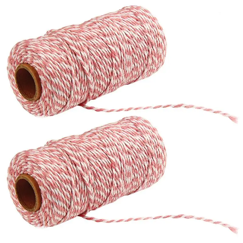 

2pcs Decorative 2mm Double Color Cotton Rope Gift Wrapping Twine Colored Packaging String for Arts Crafts Christmas