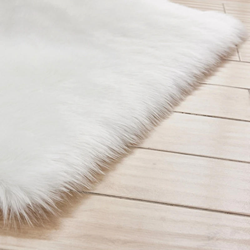 

45Pink Wool Bedside Mats Artificial Faux Sheepskin Carpet For Living Room Bedroom Floor Mat Warm Long Fluffy Skin Fur Area Rugs
