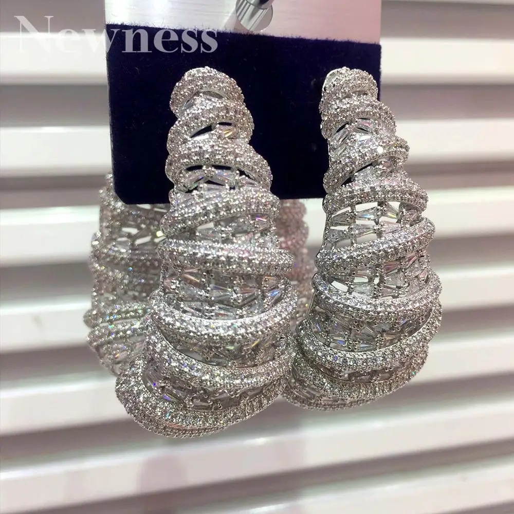 

Newness Fashion Cubic Zircon BIG HOOP Earrings Trendy Charms DUBAI Round Hoop Statement Earring for Women Wedding Jewelry