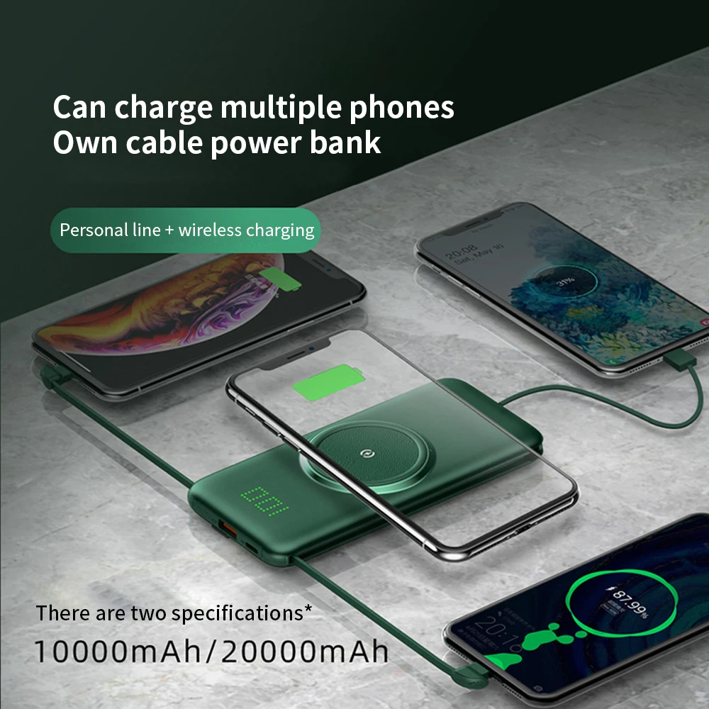 PINZHENG 20000mAh Qi Wireless Charger Power Bank
