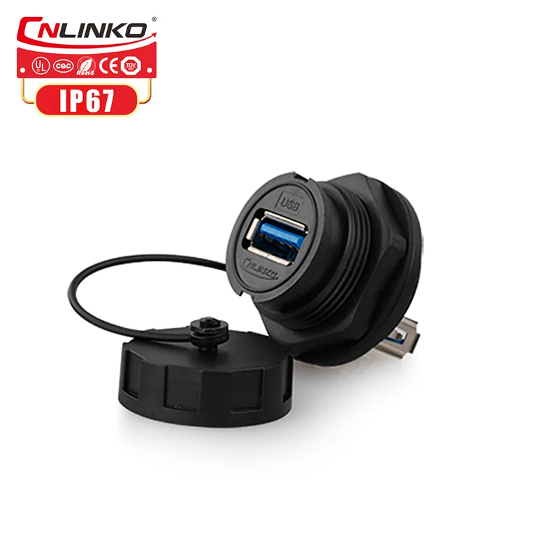 CNLINKO PBT пластиковые USB3.0 панельные гнездовые разъемы IP 67 водонепроницаемый USB 3 0