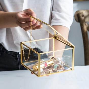 

Ins Nordic Storage Rack Glass Flip Storage Tank Box Luxury Modern Cosmetics Storage Box Container Jewelry Organizer Tray Tools