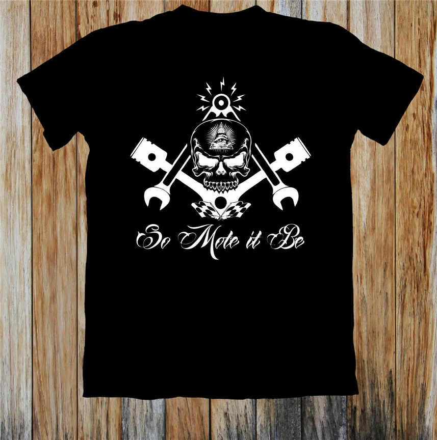 

Freemason Widows Sons Masonic Hot Rod Masonry Skull Logo Black T-Shirt S-5XL Top Quality Tee Tshirt