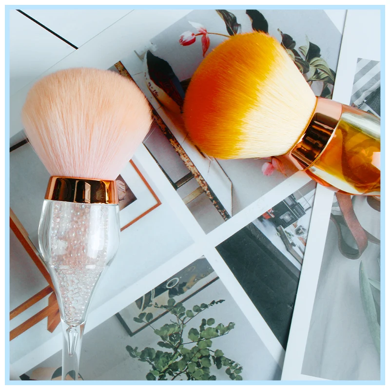 

4 Styles Nail Art Glitter Power Dust Brush Nail Art Manicure Tool Metal Rose Head Shape Fashion Women Blush Cosmetics Brushes
