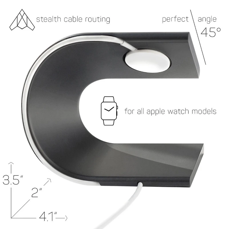 U Type Watch Charging Holder Stand Docking Station Voor for Apple Watch 5 4 Iwatch 44mm Aluminium Alloy Desk Dock for Applewatch bedside phone holder