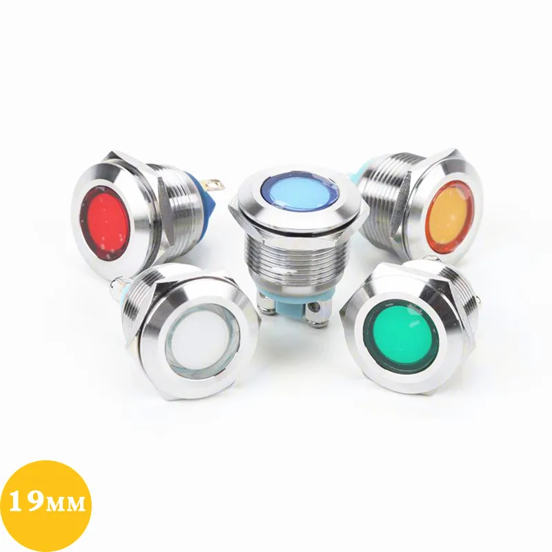 

1pcs LED Metal Indicator light 19mm waterproof Signal lamp LIGHT 3V 6V 12V 24V 220v screw connect red yellow blue white