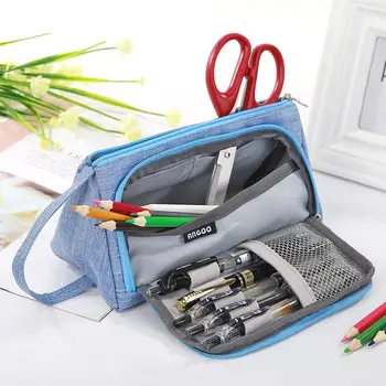 

Pencil Case Large Big Pen Bag Pouch Simple Candy Colored Large Capacity Cosmetic Pencil Bags Canvas Stationery Pouch