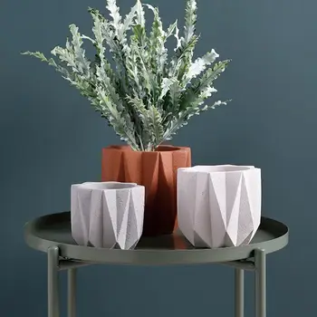 

1pc Cement Flowerpot Indoor Decorative Simple Fahsion Modern Flowerpot for Decor Home